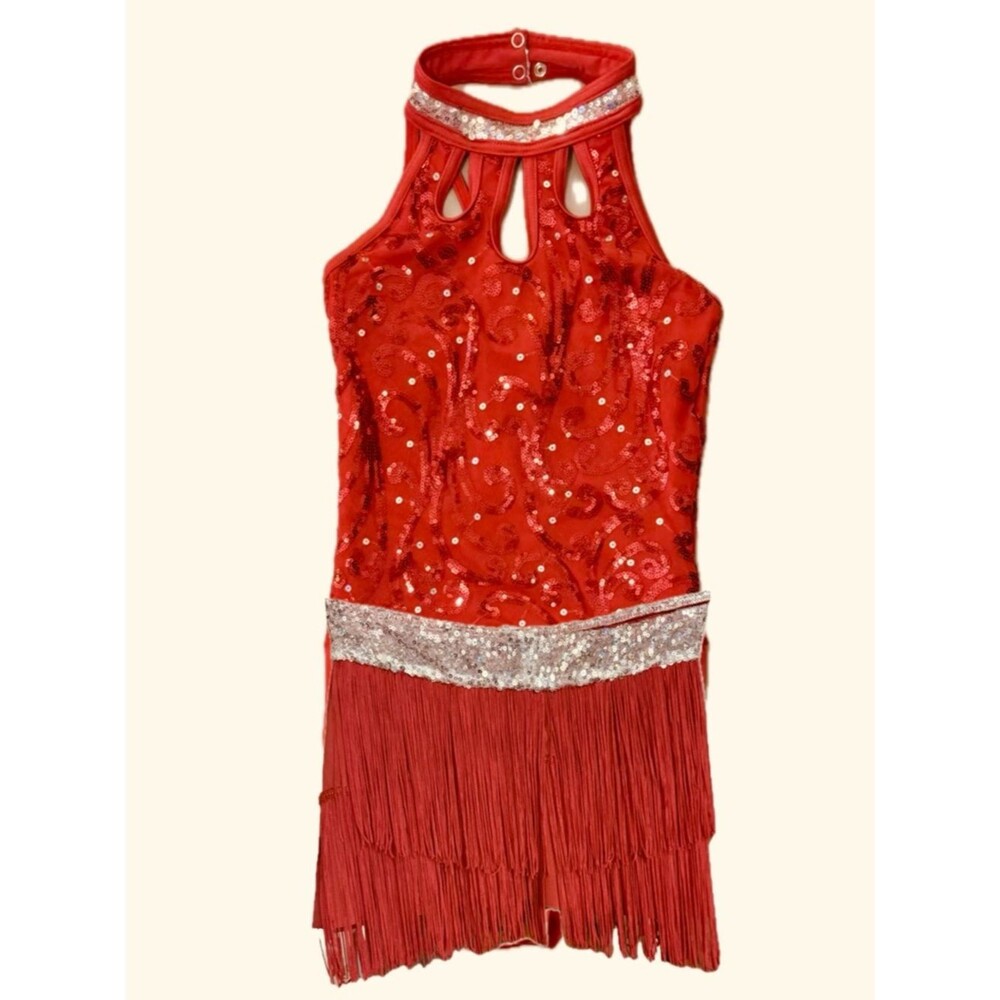 Weissman Child’s Large Red Sequin Fringe Dance Costume